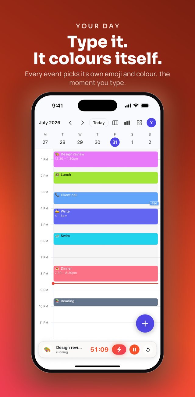 Clockiv's calendar on iPhone